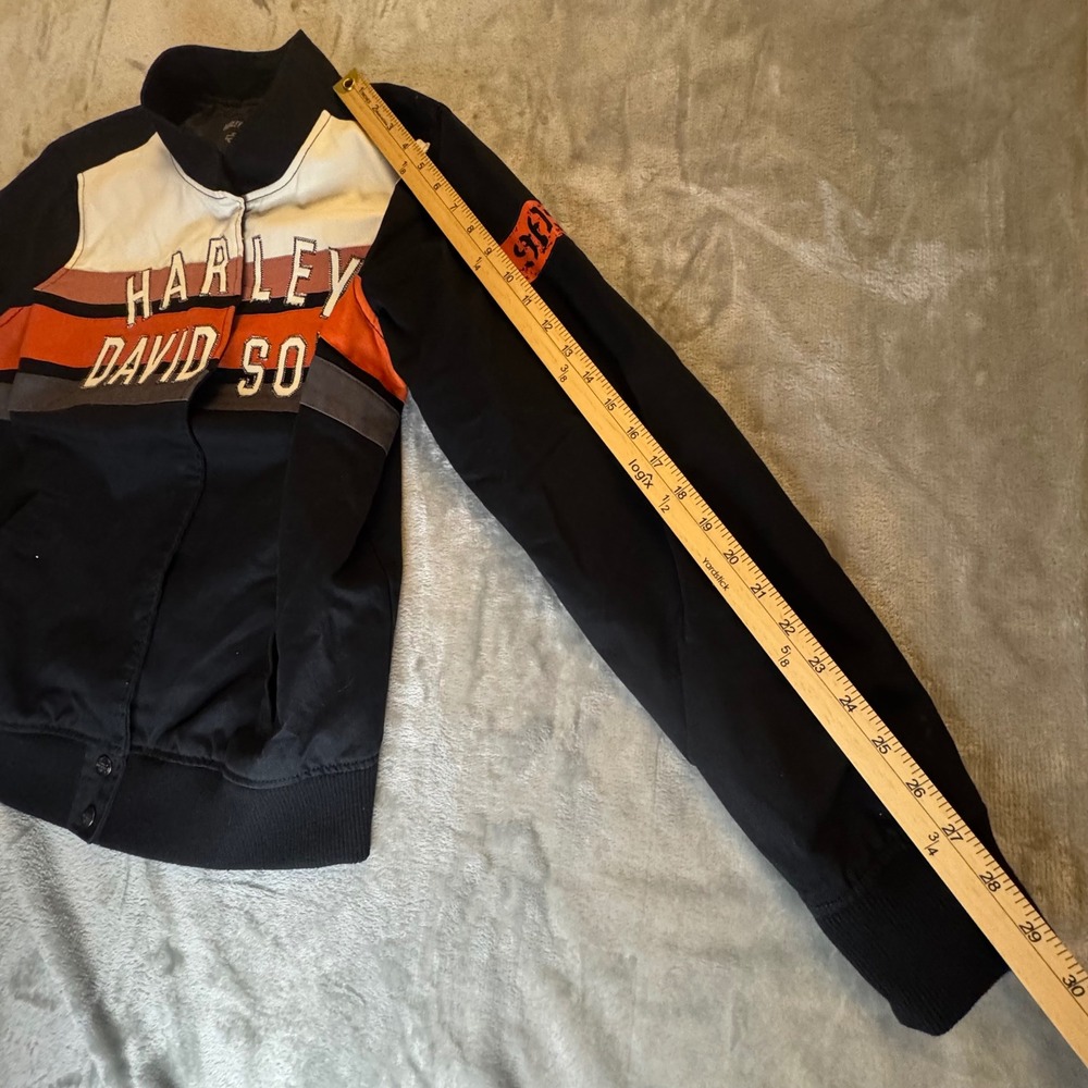 Harley-Davidson Womans Racing Division Jacket Bomber Size S Black Orange Rare - Picture 16 of 16
